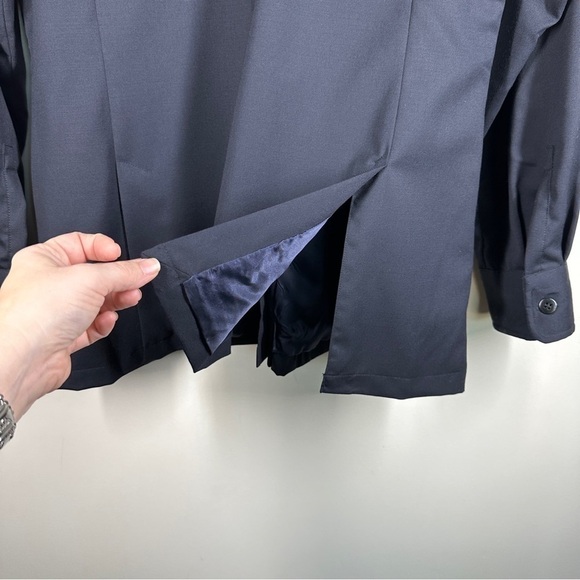 Faconnable Women’s Stretch Wool Shirt Jacket with Velvet Flip Cuffs Black M - Picture 5 of 10